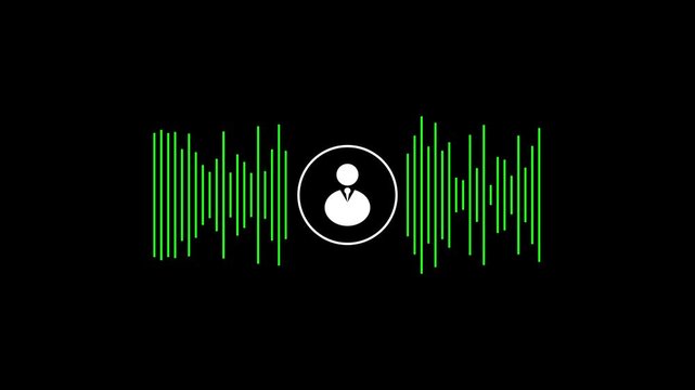 User voice waveform animation with profile icon focus. Audio communication signal pattern for voice message and interaction concept. Digital sound visualization element for contact and media