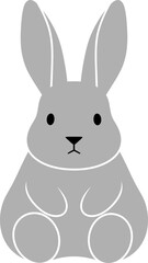 Obraz premium Simple gray rabbit illustration with minimalist design and cute expression.