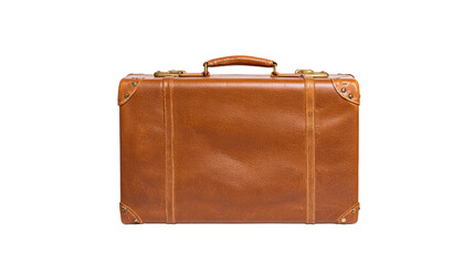  isolated old vintage brown leather suitcase on a transparent background