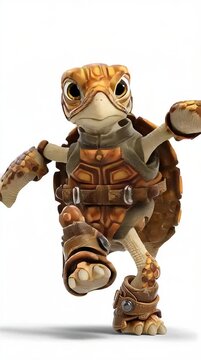 Box Turtle Ninja Full Body on White Background Character Illustration Generative AI