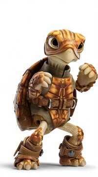 Box Turtle Ninja Full Body on White Background Character Illustration Generative AI