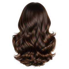 Long curly brown hair isolated on transparent background