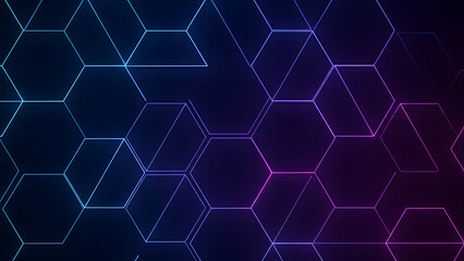 Neon Geometric Pattern Dark Blue Purple