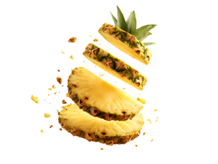Freshly sliced pineapple slices