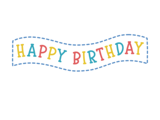 Colorful happy birthday party banner isolated on white background.