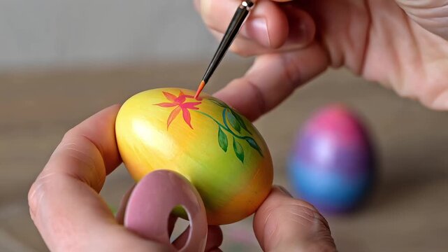 Hand painting colorful easter egg Creative Holiday Decorating Seasonal Spring Celebration Art Cute Tradition