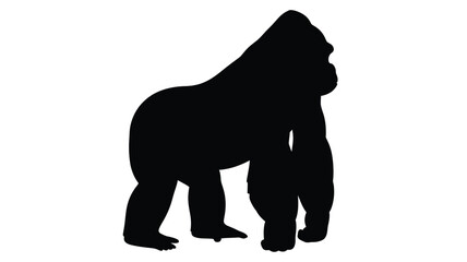 A striking black gorilla form stands powerfully a captivating silhouette © MdGolam