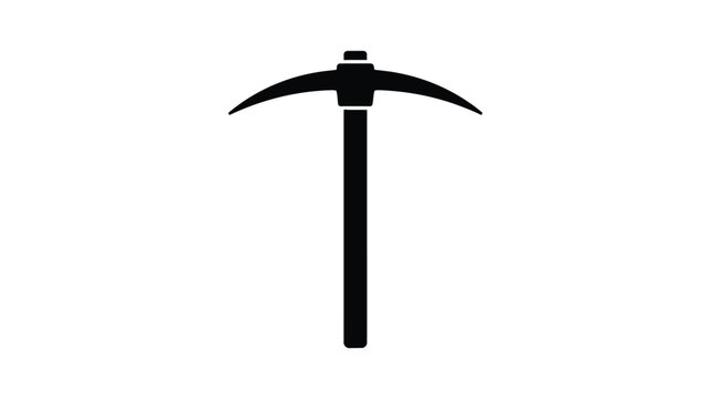 A striking black pickaxe illustration on a white background silhouette