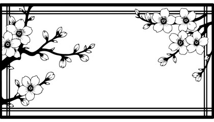 Blüten-Ecken im asia stil : Zarte Kirschblütenzweige, die speziell als dekorative Rahmenelemente gestaltet sind.