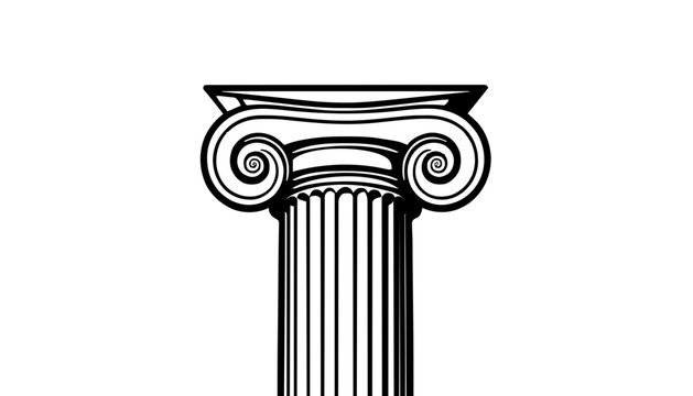 Antike S&auml;ule: Eine klassische korinthische S&auml;ule in klarer Schwarz-Wei&szlig;-Grafik f&uuml;r architektonische Akzente.KI Generiert