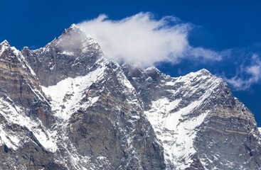 Mount Lhotse with clouds Nepal Himalaya mountain