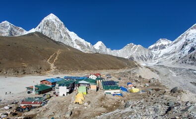 Gorak shep village Kala Patthar Pumori peak Nepal