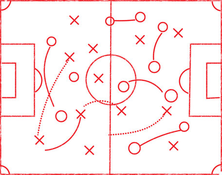 Soccer game strategy tactical board illustration
