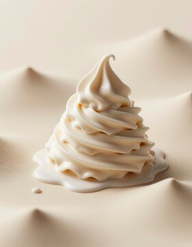 Smooth Ice Cream Swirl on Textured Dunes Creating a Creamy Delight