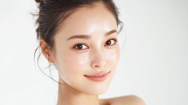 透明感のある美しい肌を持つ若い女性
