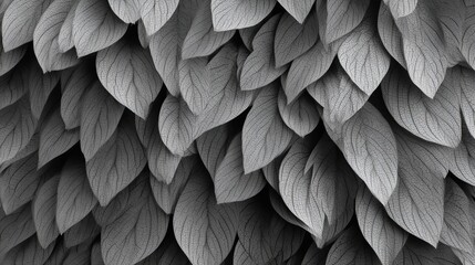 Elegant grayscale leaves texture creating a stunning natural background for modern design projects, perfect for commercial use