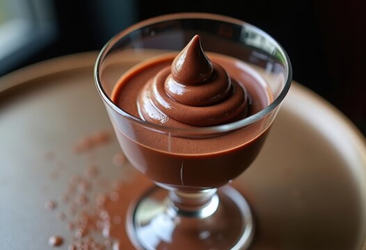 Chic Chocolate Mousse Display in Opulent Glass Container