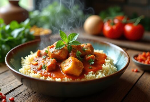 Chlckn Curry RNcfrgrnt Rc Bse Spcy Sldles