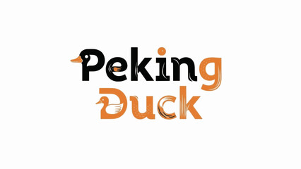Fototapeta premium Golden peking duck word design with roasted duck motifs