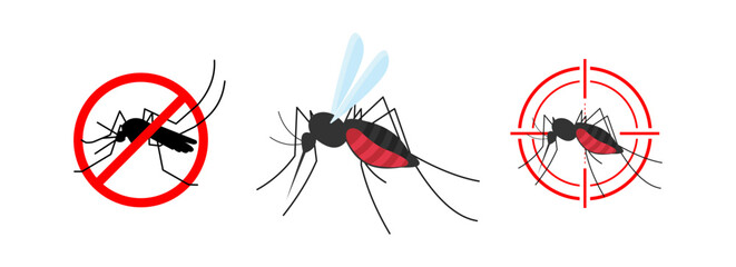 illustration of a mosquito. Containing Target On Mosquito, No Mosquito Sign