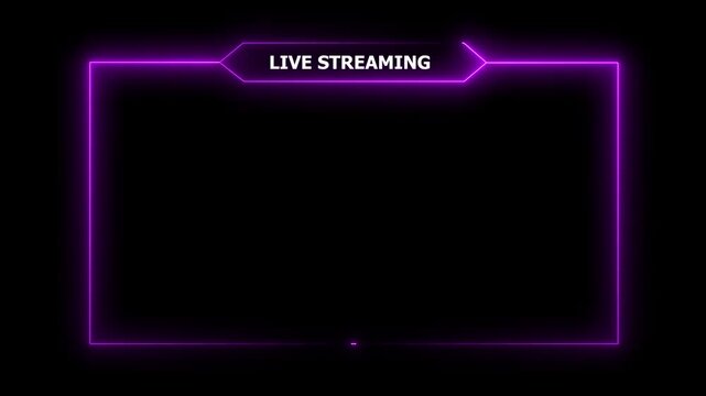 live streaming neon text frame animation box frame neon frame live streaming game live Stream overlay animation for live streaming video Titles futuristic hud frame with facecam 4k