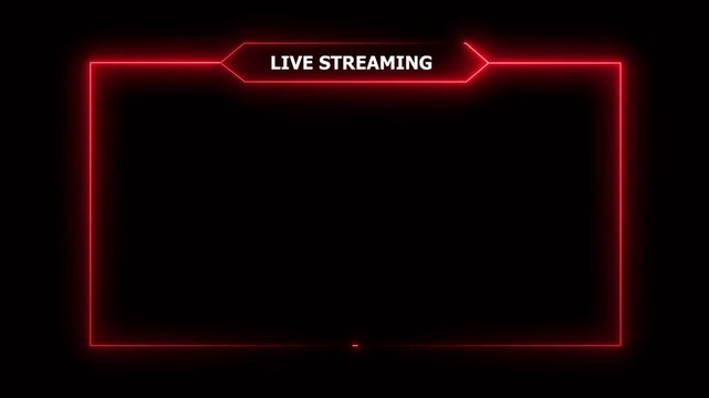 live streaming neon text frame animation box frame neon frame live streaming game live Stream overlay animation for live streaming video Titles futuristic hud frame with facecam 4k