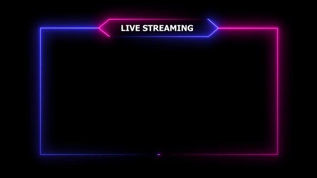 live streaming neon text frame animation box frame neon frame live streaming game live Stream overlay animation for live streaming video Titles futuristic hud frame with facecam 4k