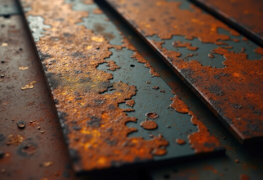 Aged Rusty Metal Sheets Hosting Intricate Oxidation Patterns in Unique Facial Expressions
