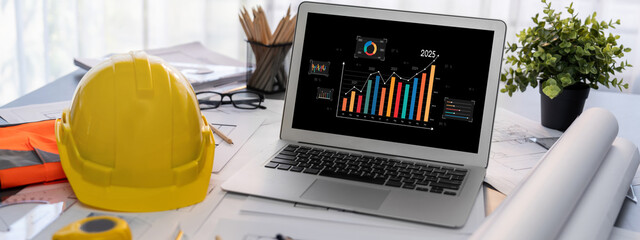 Business data dashboard provide business intelligence analytic for marketing strategy planning brisk with big data set to analyze customer demands and foreseeing business future