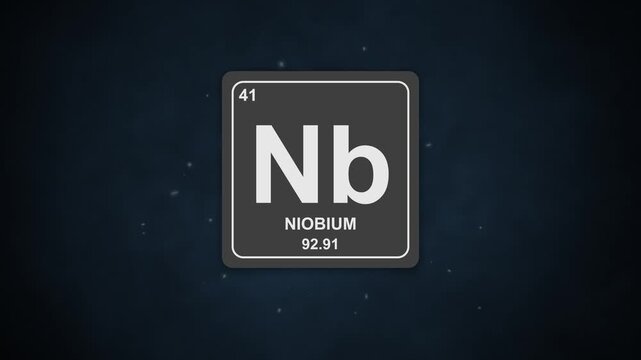 41 Niobium element symbol Nb 2D animation with modern periodic table backdrop