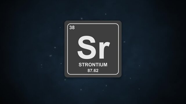 38 Strontium element symbol Sr 2D animation with modern periodic table backdrop