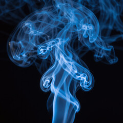 Black background with swirling blue smoke