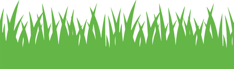Green Grass Border Seamless Flat Vector Design.