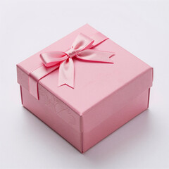 Obraz premium Isolated pink gift box top view for celebration on white background