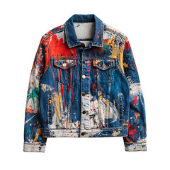 Vibrant abstract paint splatter denim jacket
