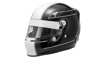 Fototapeta premium Black and white racing helmet isolated on transparent background