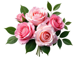 Obraz premium A beautiful arrangement of pink roses with green leaves