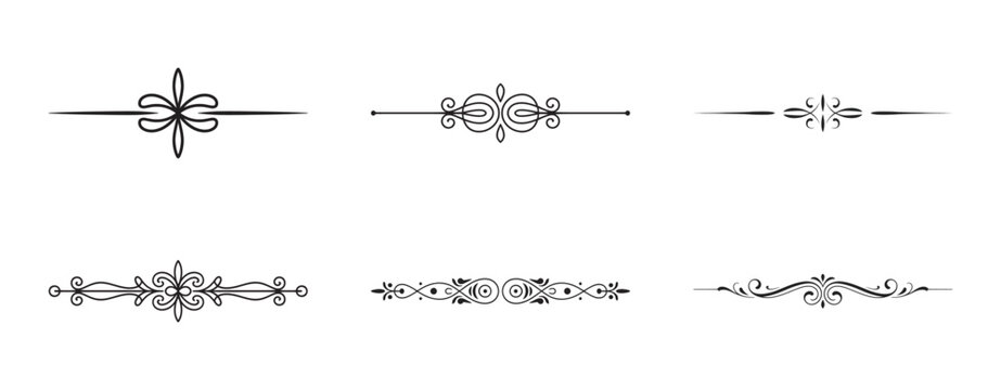 Collection of vintage horizontal dividers and ornamental flourishes for graphic design