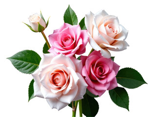 Fototapeta premium Fresh bouquet of pink and white roses arranged in a decorative vase