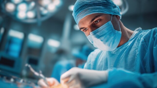 surgical vet in operating room for laparoscopy