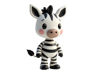 Fototapeta premium A whimsical illustration of a zebra holding a leaf in its mouth