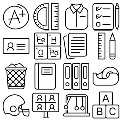 School Essentials Icon Set Outline Style (Part 8)