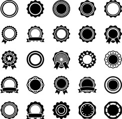 Badge Frames Icon Set Black Vector Minimal Geometric and Round Labels