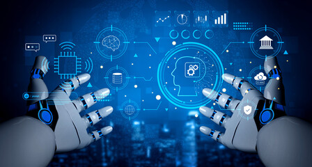 A futuristic command interface for an advanced AI system. This AI is used for high level business and financial data analysis. Motif