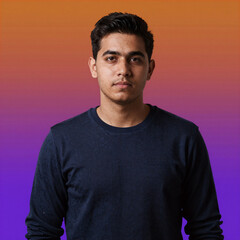 Fototapeta premium Design features a vibrant orange-purple color gradient background