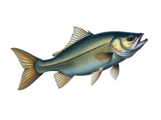 Fototapeta premium A fish standing upright with its mouth open, perfect for illustrations about unexpected situations or humor