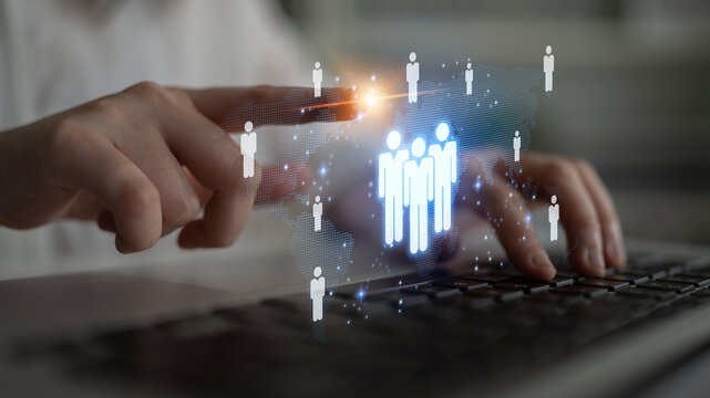 Global human network and workforce distribution highlight human, network, and global presence through digital connection and team coordination Latch