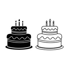 Celebratory two-tier birthday cakes with candles