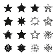 Obraz premium Collection of diverse star shapes and designs in black and white