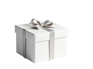 Obraz premium A beautifully wrapped gift box with a shiny silver bow, perfect for special occasions and celebrations